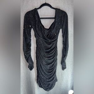 Kylie Sparkle Mesh Mini Dress - Black